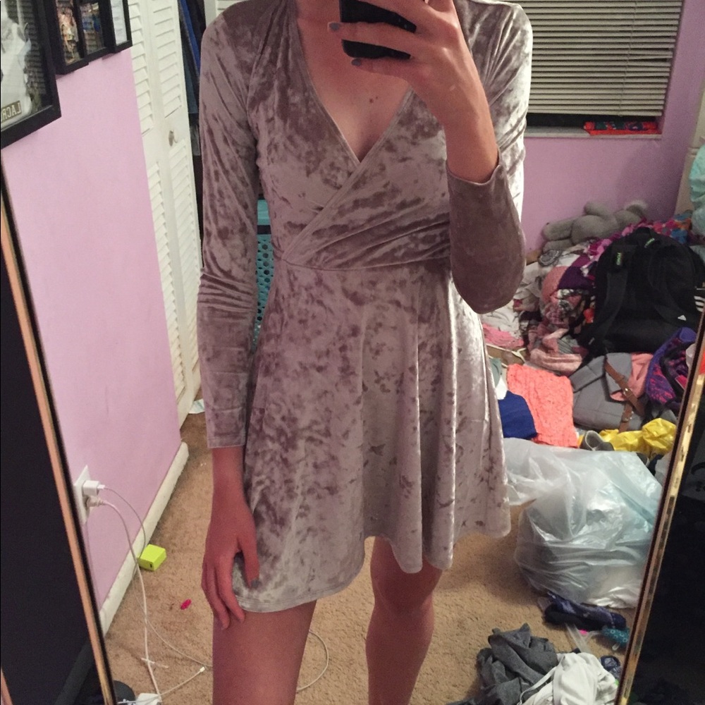 Silver velvet dress
